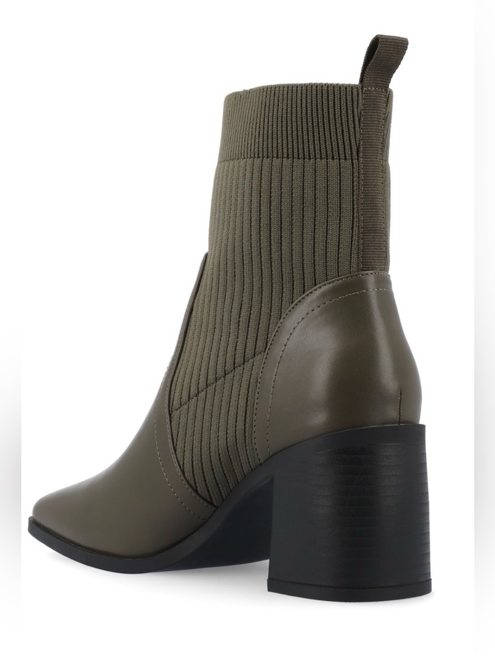 🖤🖤 Journee Collection Olive Women's Harlowe Chelsea Knit Block Heel Booties - Picture 7 of 8